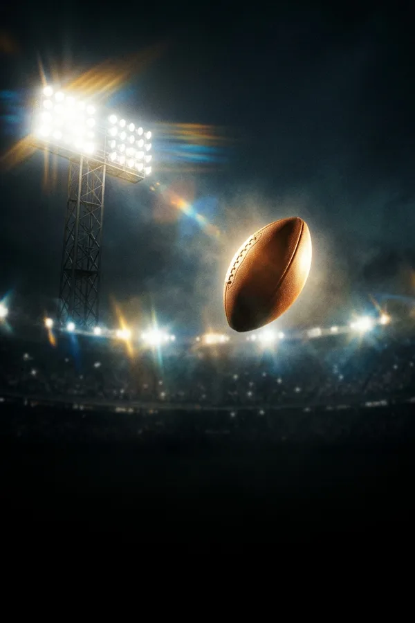 Sports documentary poster: a football in flight under stadium floodlights, from the IPTV Extreme on-demand library