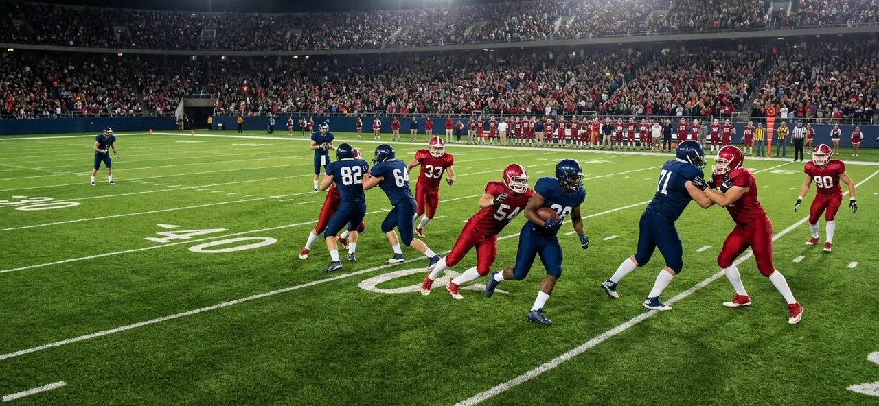 Live night football game streaming on IPTV Extreme, shown on a TV with the channel guide below